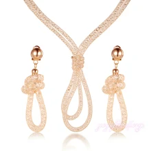 Rope Design Stardust Necklace and Stardust Earrings Sets Wire Mesh Net Crystal Jewelry Sets For Women