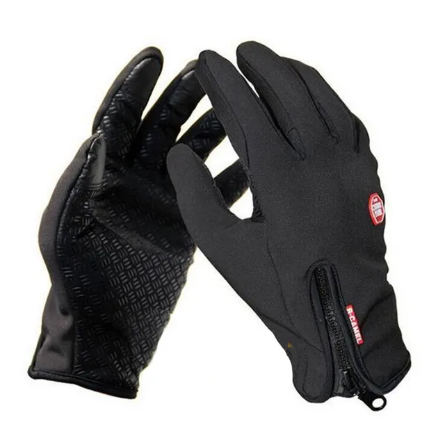 US $3.82 2020 Bike Sports Gloves Technology Windproof Warm Zipper Men Women Cycling Gloves Touched Screen Bl