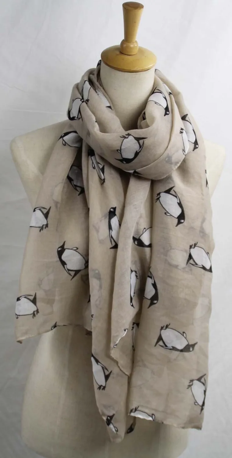 New fashion wholesale cute penguin pattern shawl scarves |