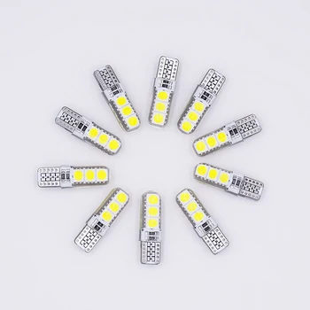 

10 PCS T10 LED W5W 194 Car LED Light Bulbs 12V 5050 6 SMD Silicone Auto Clearance Lights Interior Dome Trunk License Plate Lamp