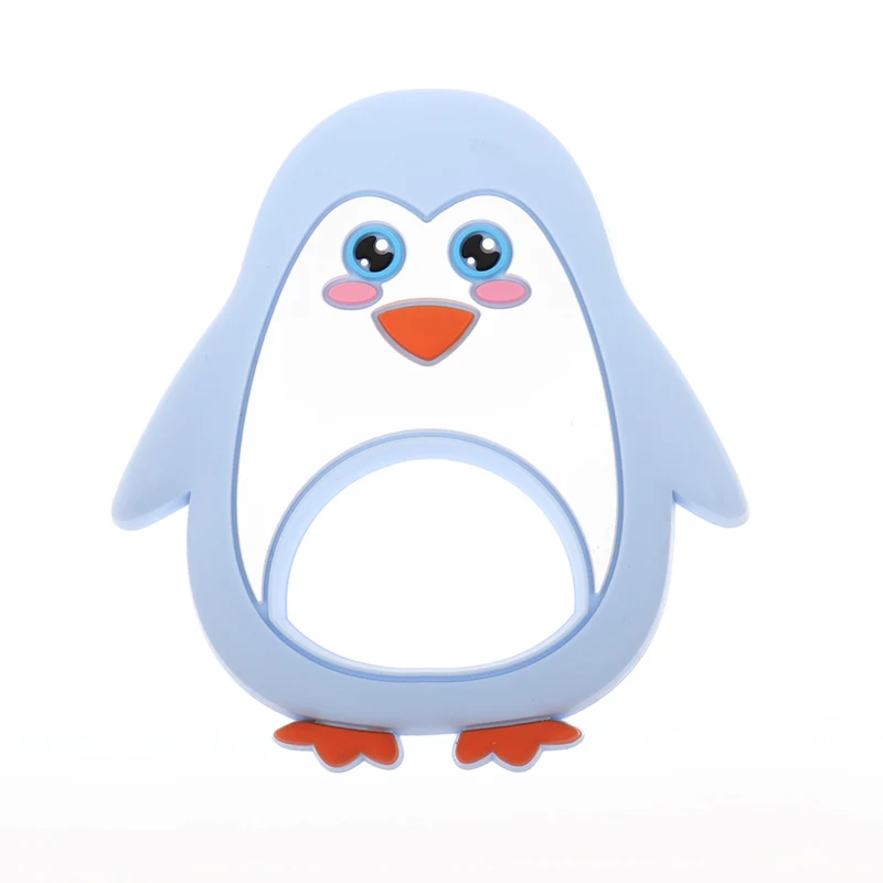 Единорог детский Силиконовый грызунок мультфильм животное Мордор BPA бесплатно грызуны ожерелье-прорезыватель DIY подарки для душа Koala Пингвин сова лиса - Цвет: Penguin -Pastel Blue