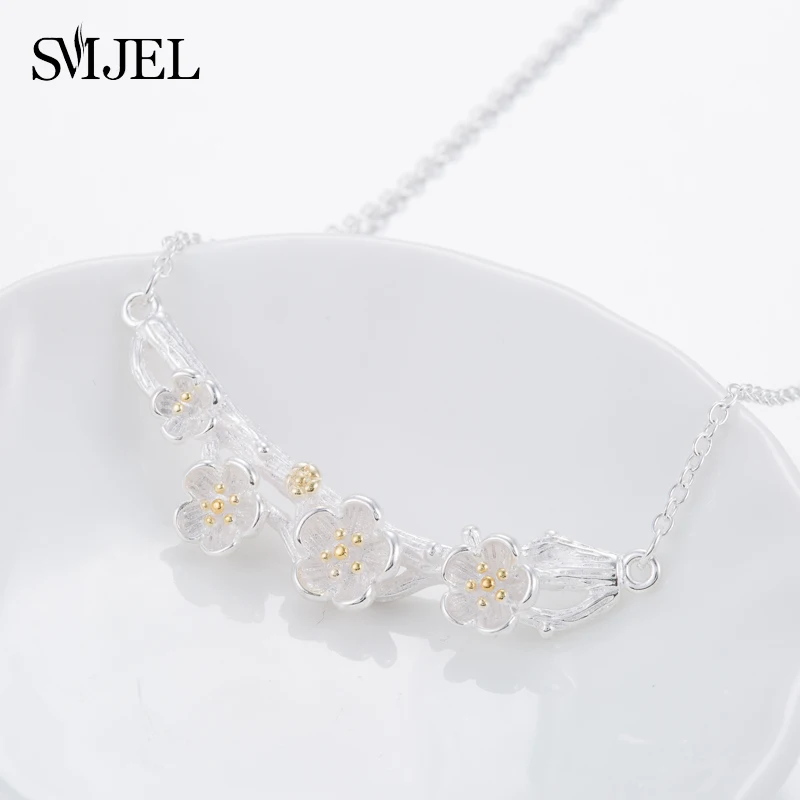 Smjel новый цветок вишни ожерелье для женщин натуральный растение подвески