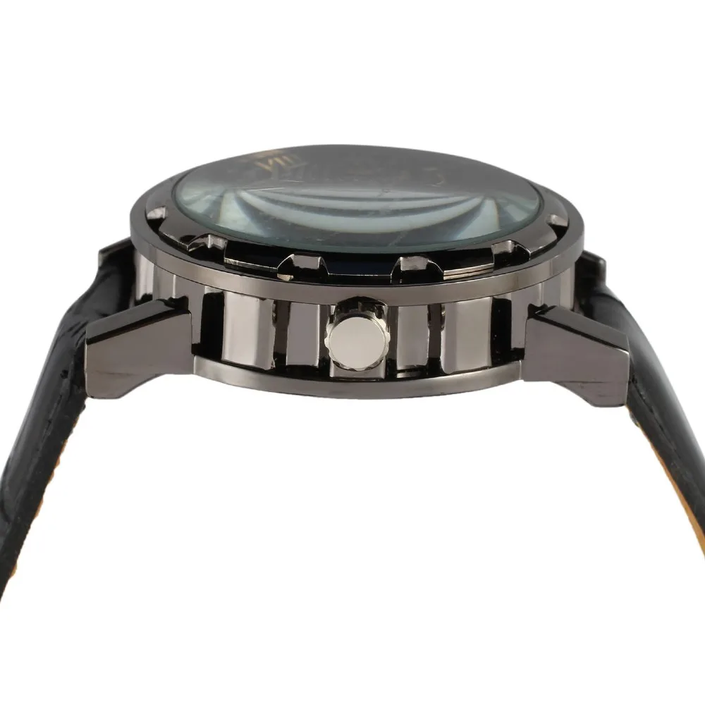 Winner Luxury Brand Men Mechanical Skeleton Leather Strap Self-Wind Watch