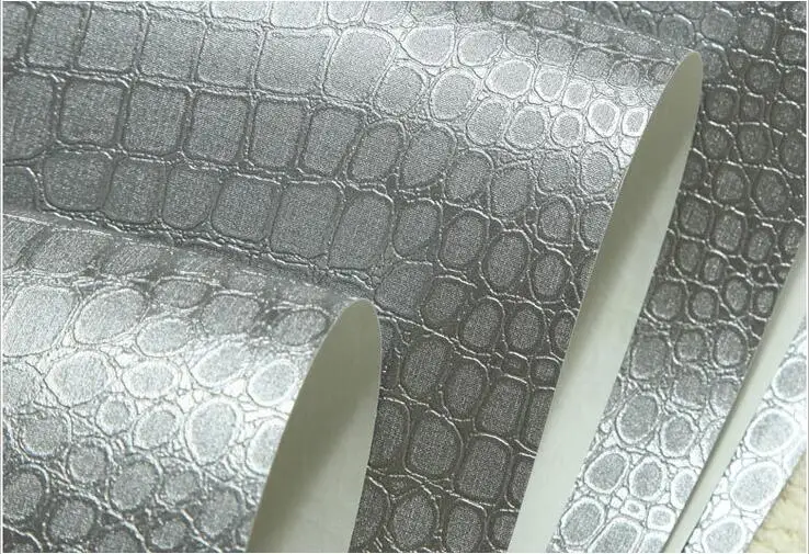 Modern Deep Crocodile Skin Embossed Vinyl Wallpaper Brown Grey Beige 3D stereoscopic Wallpaper Roll Bedroom Living Room Backdrop