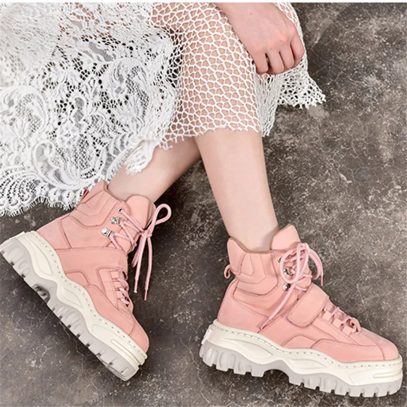 Ystergal/розовые женские ботильоны на шнуровке; обувь на толстой мягкой платформе; ботинки в жокейском стиле; кроссовки на плоской подошве; резиновая обувь; женские короткие ботиночки