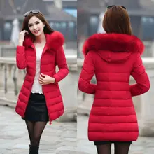 Slim Fit Вниз Хлопка Верхняя Одежда Из Искусственного Меха С Капюшоном Куртка Длинный Жакет 7XL Женщины Пальто