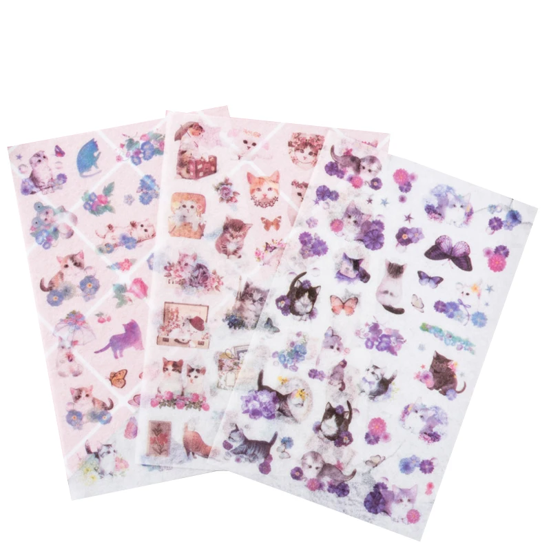 6 листов/упаковка kawaii наклейки для кошек милые канцелярские товары diy Скрапбукинг журнал милые клейкие наклейки декоративные наклейки