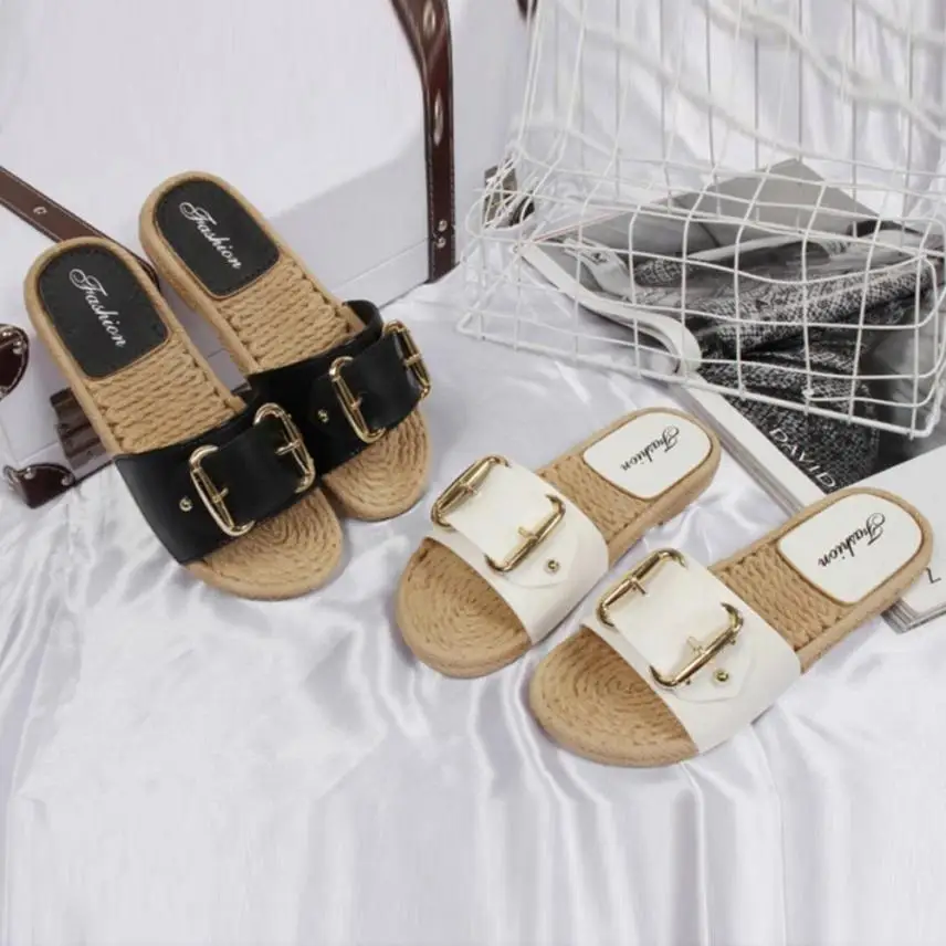 

SAGACE Shoes Flip flops fashion Summer Flip Flop Non-Slip Flat Sandals Home Slippers Straw casual shoes women 2018JU4