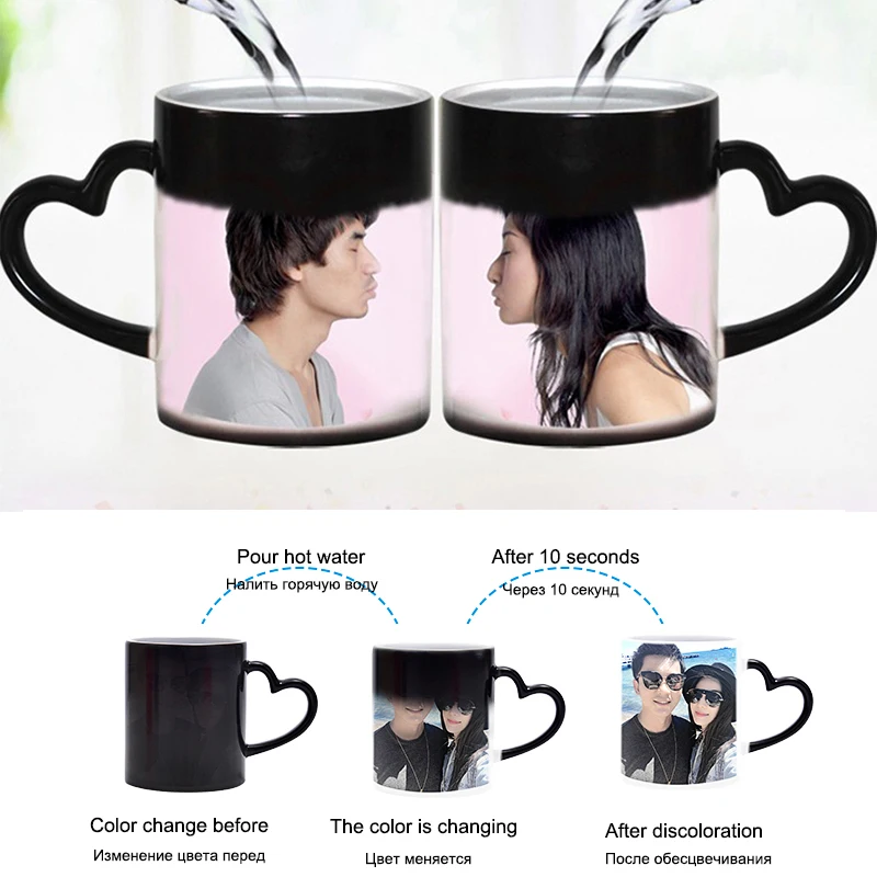 

Drop shipping DIY Photo Magic Color Changing Mug,custom your photo on Tea cup,unique Ceramic Coffee Cup best gift for friends