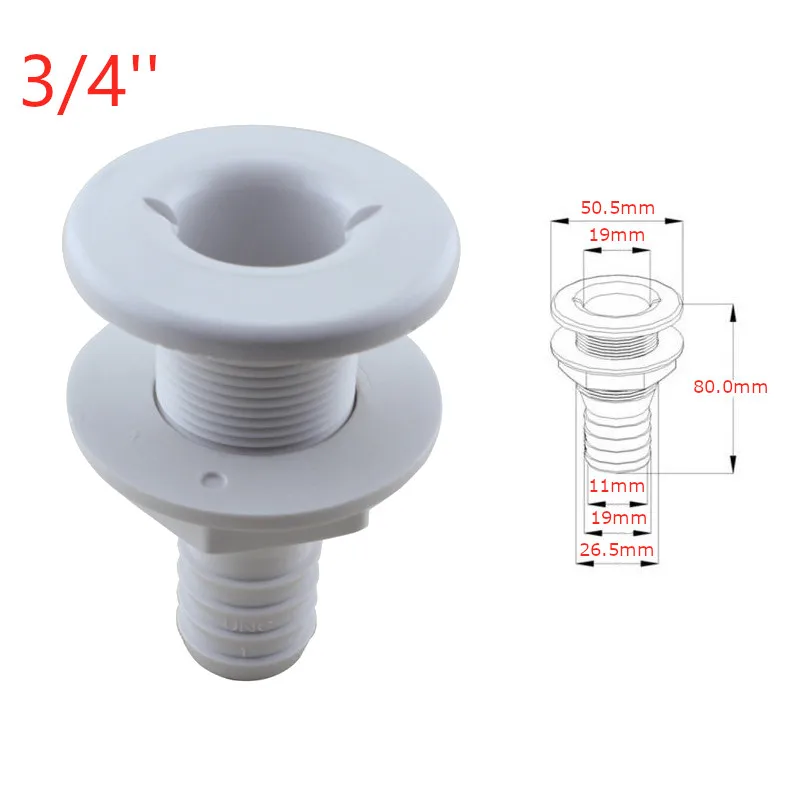 3/4 'пластиковый дренажный насос, дренажный или вентиляционный шланг, фитинг морской через корпус для Аксессуары для лодок, яхты, паруса RV