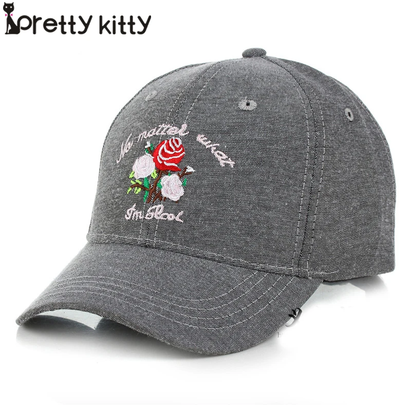 

PRETTY KITTY Drake Rose flower women Sanpback Flower summer Embroidery Curved Summer  Baseball Caps men Trapback Hip Hop Hat