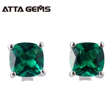 Зеленый изумруд, 925 серебро, женские прекрасные серьги, подушка, создан изумруд для женщин, лучший выбор для семейного подарка