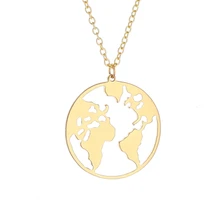 

Hot Selling World Map Necklace Jewelry. Round Hollow World Map Necklace. Personalized Fashion Outdoor Necklace.Gift For Friends