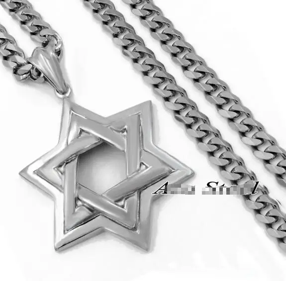 Men's  316L Stainless Steel Large The star of David Pendant  Necklace 5mm 24'' Curb Chain HIgh Quality Biker Jewelry 2