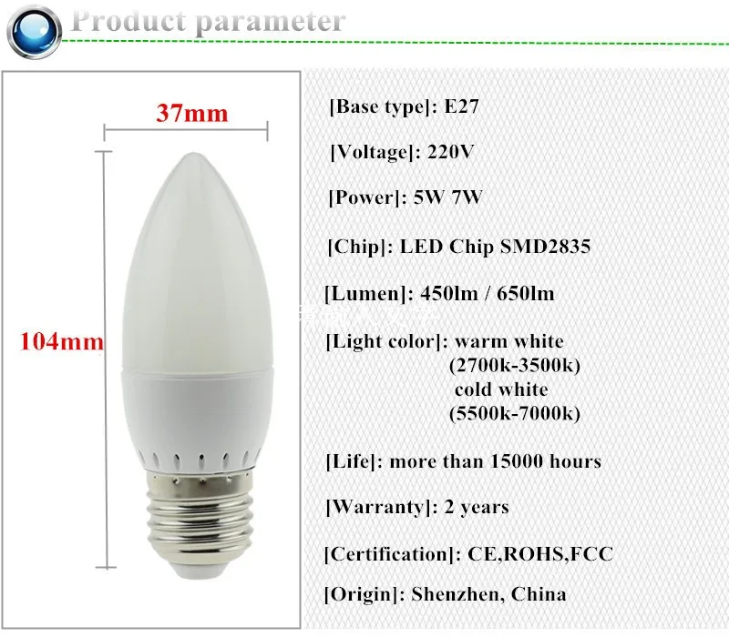 5X5 Вт 7 Вт Светодиодная свеча лампа E14 E27 220 В энергосберегающий прожектор теплый/холодный белый chandlier хрустальная лампа ампула Bombillas Home Lig