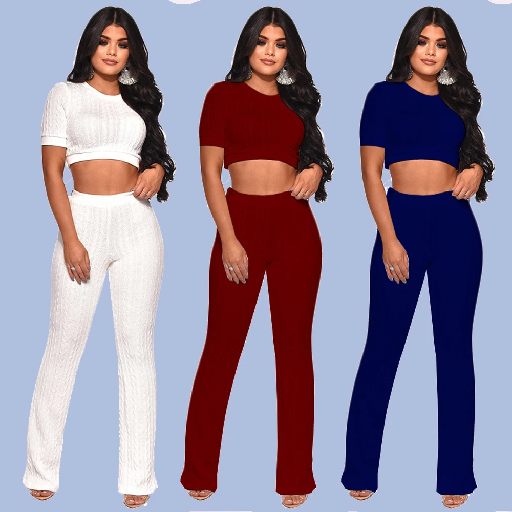 

Knit Short Set for Womens Two Piece Knitted Sets with Pants High Quality 2019 Summer Outfit Tracksuit Sportswear Fitness Co-ord