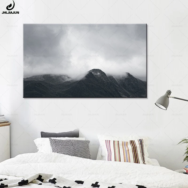 

JHLJIAJUN Canvas Painting Mountain Mist Landscape Noridc HD Wall Art Print And Poster For Bedroom Dining Living Home Decor