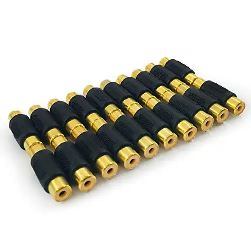 

MCIGICM 20 pcs Audio Video Gold RCA Female to Female Coupler Adapter