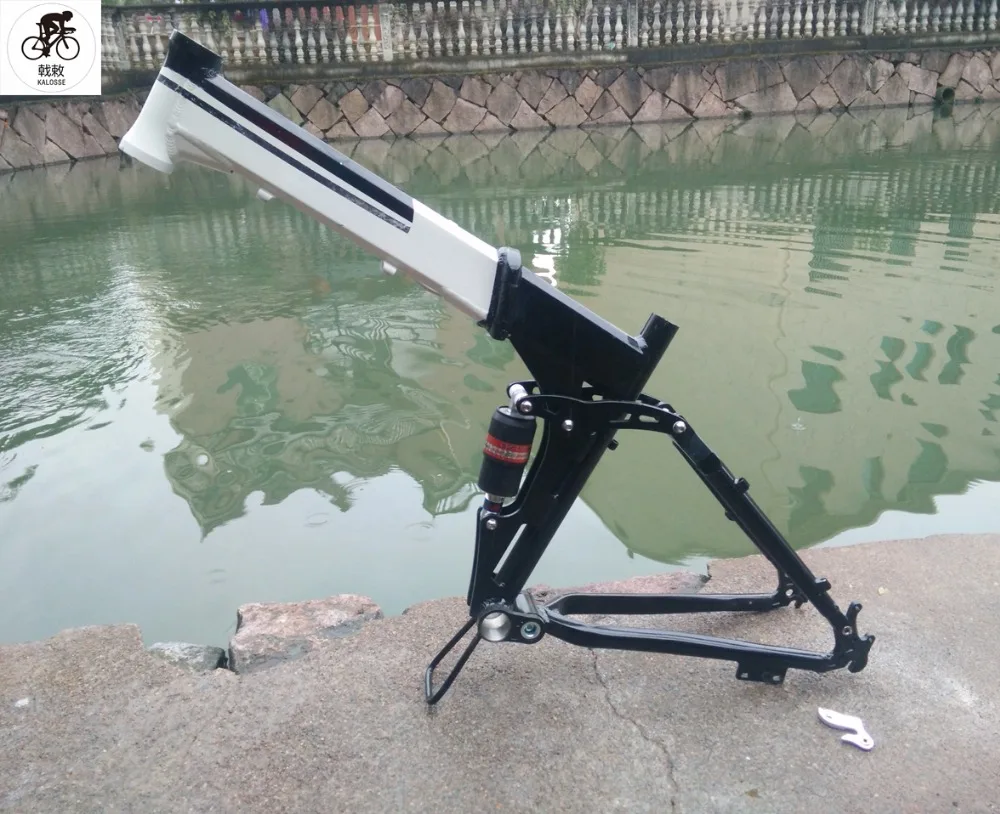 Clearance Kalosse Folding bicycle frame  26 inch  wheels  DIY  colors   travel  165mm Full suspension   mountain  bike frame 0