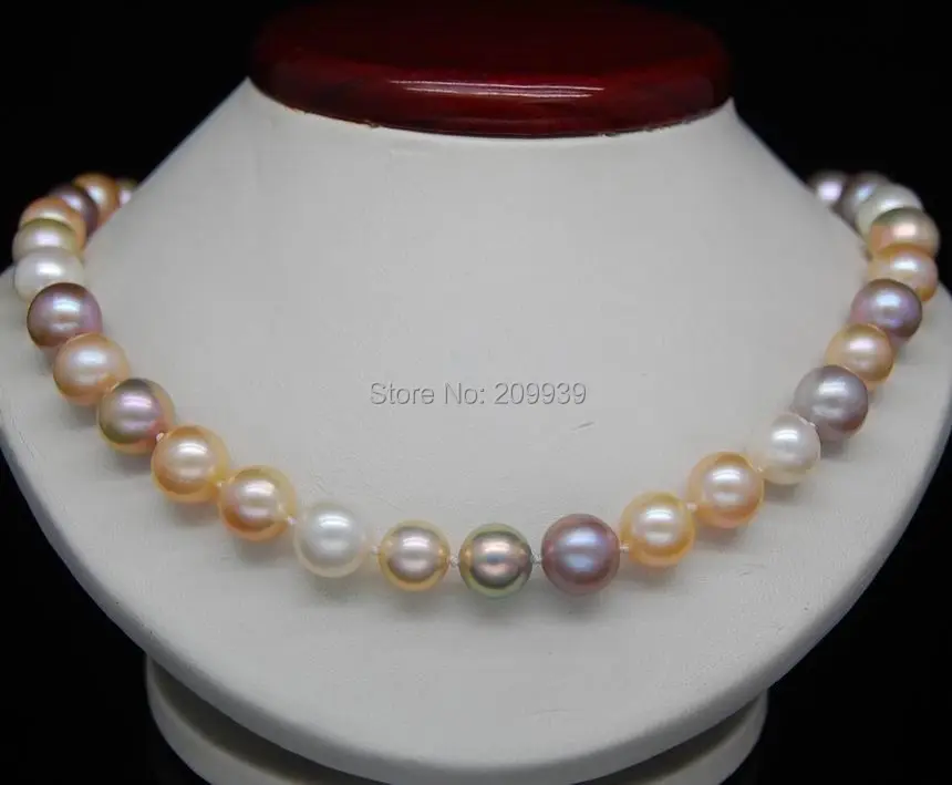 

huij 00983 10-11mm natural Australian south sea white pink purple pearl necklace 18inch