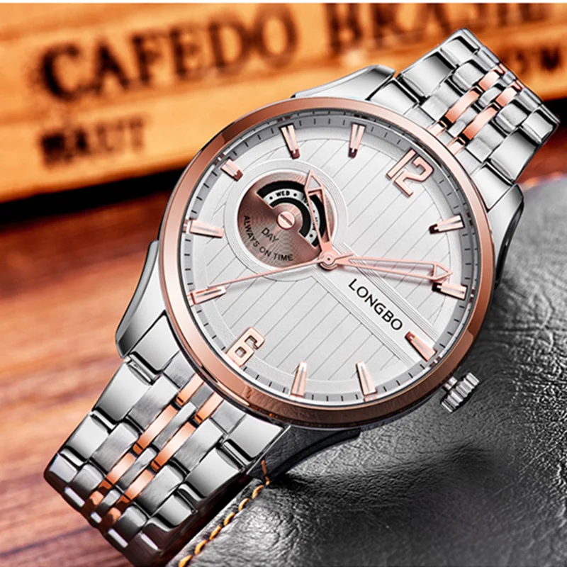

LONGBO Luxury Brand Fashion Stainless Steel Men Quartz Watch Casual Military Sports Wristwatches Male Clock Horloges Mannen Gift