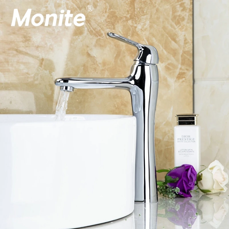 

UK Chrome Polished Bathroom Basin Vessel Sink Mixer Water Tap Deck Mounted Single Handle Faucet Bathroom Basin Faucets
