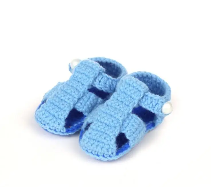 1 пара; модная милая мягкая обувь для маленьких мальчиков и девочек; цвета ручной вязки; обувь для малышей с вырезами; детская обувь для кроватки; 11 см - Цвет: blue