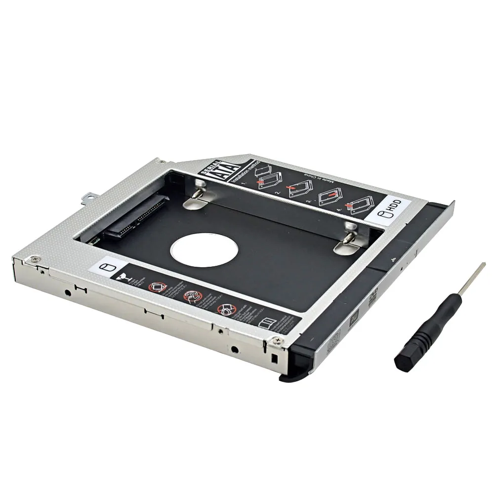 

High Quality 2nd HDD Caddy 12.7MM SATA III Dual LED Indicator Hasp for Dell Latitude E5400 E5410 E5420 E5500 E5510 E5520 CD-ROM