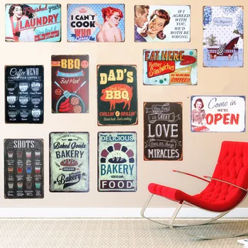 DAD'S BBQ Best Meat Retro Plaque Wall Decor for Bar Pub Kitchen Home Vintage Metal Poster Plate Metal Signs Painting Plaque N075