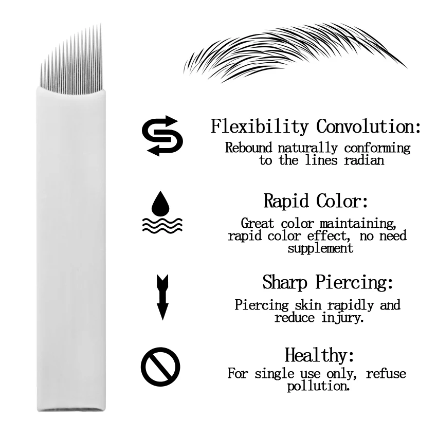 

Eyebrow Microblading Needles 10Pcs 17Pin Lip Eyeliner 3D Embroidery Permanent Makeup Blades for Tattoo Manual Machine Pen Inks