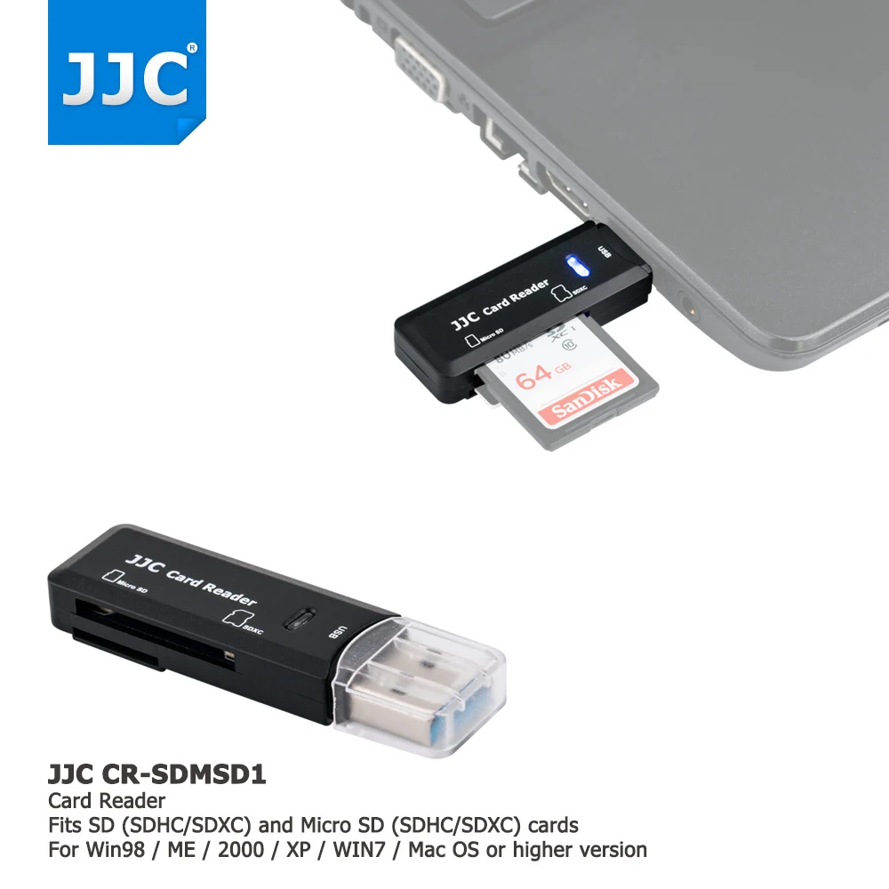 JJC камера считыватель карт памяти адаптер 5 Гбит/с USB 3,0 SD/Micro SD/TF/SDHC/SDXC ридеры для Win98/ME/2000/XP/WIN7/Mac OS