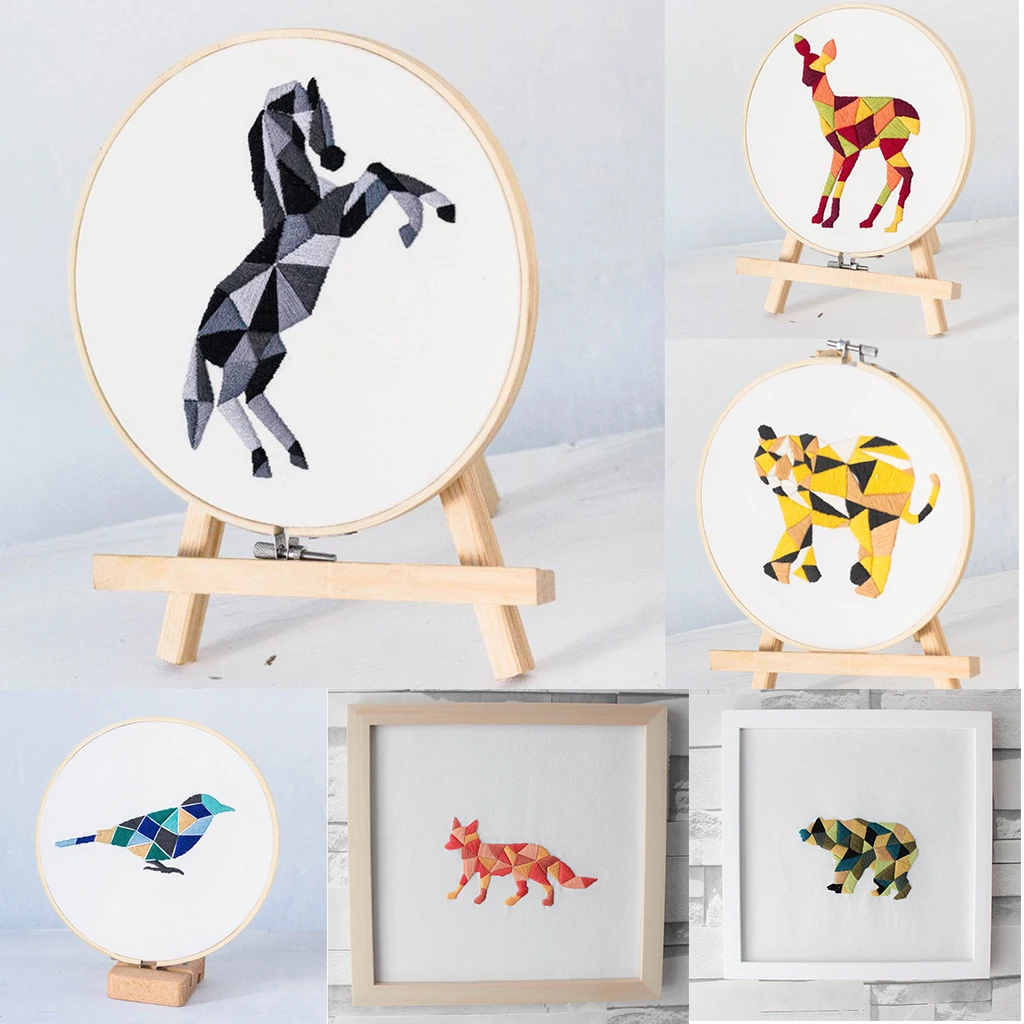 DIY Animals Pattern Embroidery Kits for Beginner Needlework 3D Cross Stitch Embroidery Set Craft Sewing Accessories