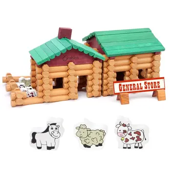 

90pcs/set Wooden Building Blocks Creative Forest Farm Houses Space Educational Brick Blocks Logs Wooden Puzzle Toys Kids Gifts