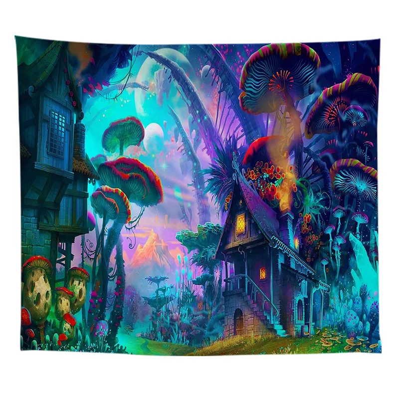 

ZEIMON Forest Tapestry Wall Hanging Psychedelic Mushroom Decorative Wall Tapestries Art Wall Carpet Farmhouse Decor Carpet