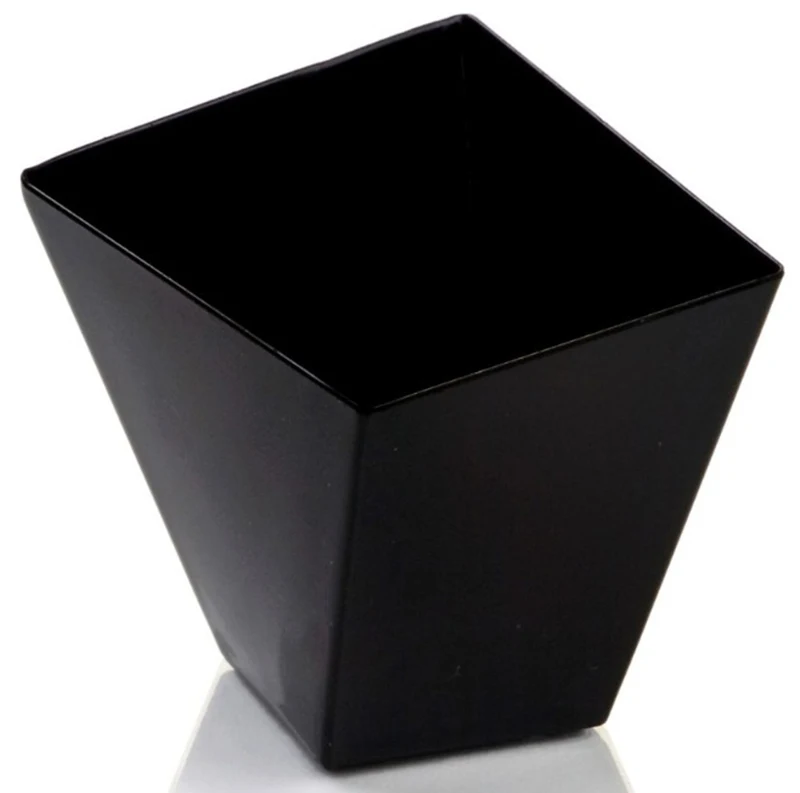 Promotion- Party Wedding Suppliers, Disposable Plastic Tableware, 75*72mm/150ml Black Mini Twisted Dessert Cup, 10/Pack