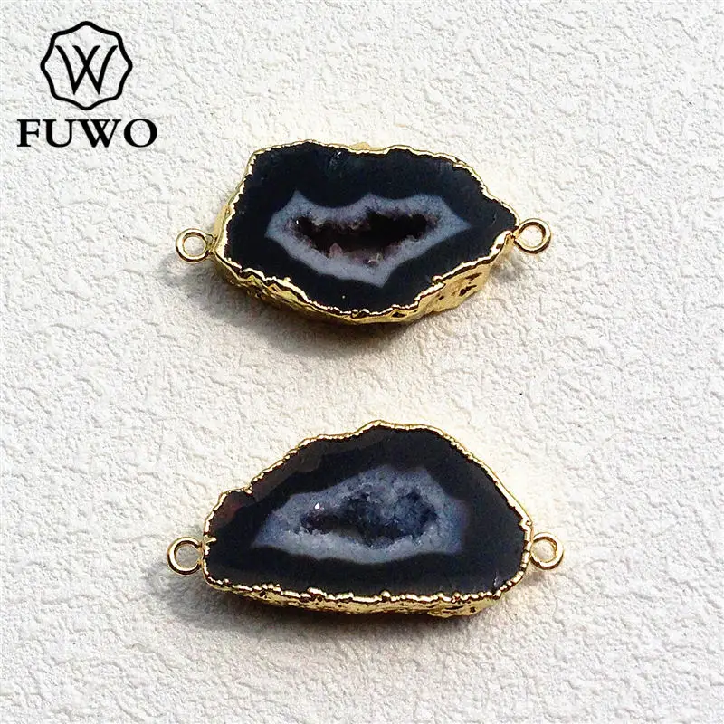 Женская подвеска с двойными петлями FUWO черная Подвеска из драгоценных камней
