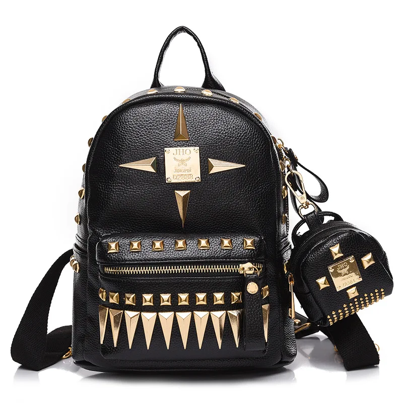 

Fashion Backpack Women's School Student Back Pack Female Backpacks Rucksack Girls New bag rivets tide cool punk book small bags