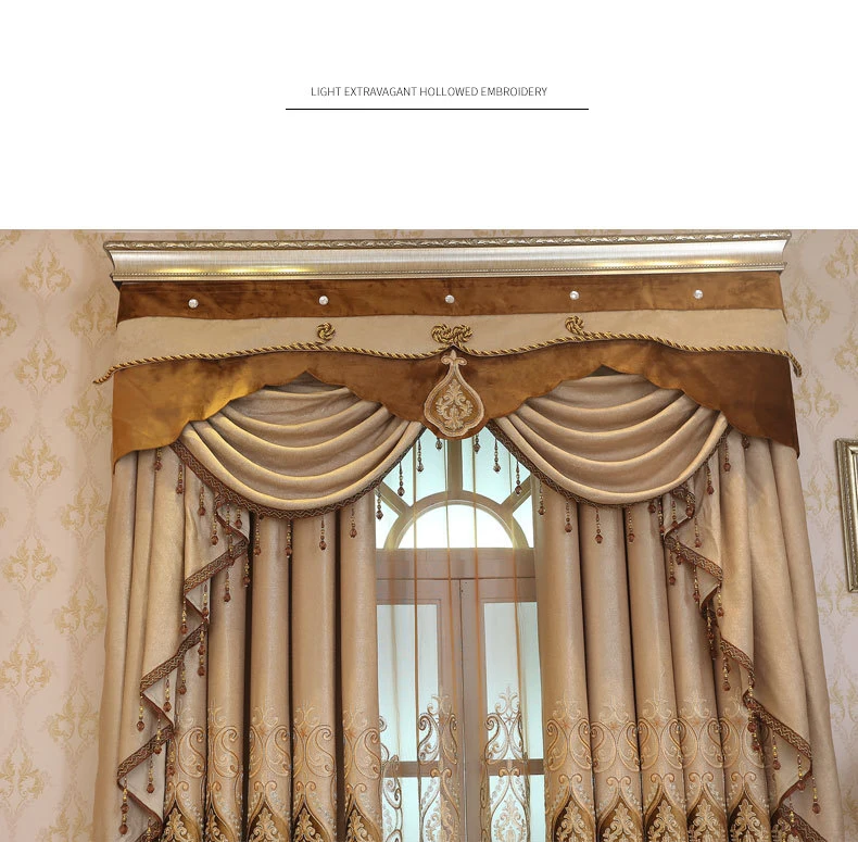 Коричневые европейские шторы, ткань для гостиной, спальни, окна, геометрические вышитые шторы, ткани, занавески, украшения