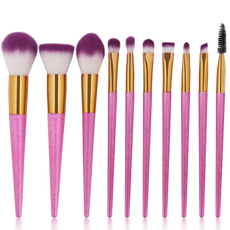 MAANGE 10Pcs 3D Pink Makeup Brushes Set Cosmetic Foundation Powder Eye
