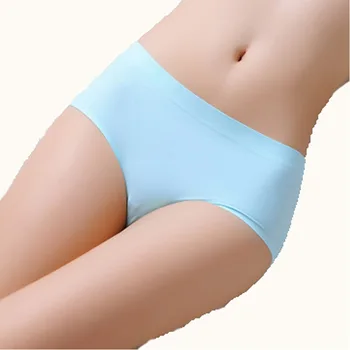 

3PCS Summer mid Waist Cotton Ice Silk Underwear women sexy briefs seamless wedding sleep soft briefs S M L XL XXL lady panty