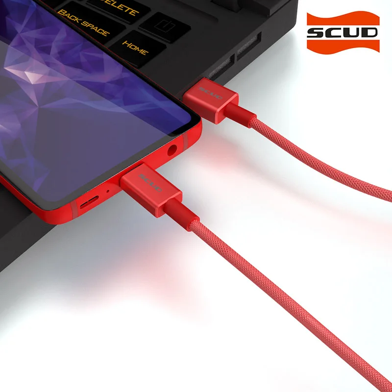 SCUD usb type-C кабель для сотового телефона USB type-C кабель для зарядки передачи данных кабель для мобильного телефона для устройств usb type-C - Цвет: Red