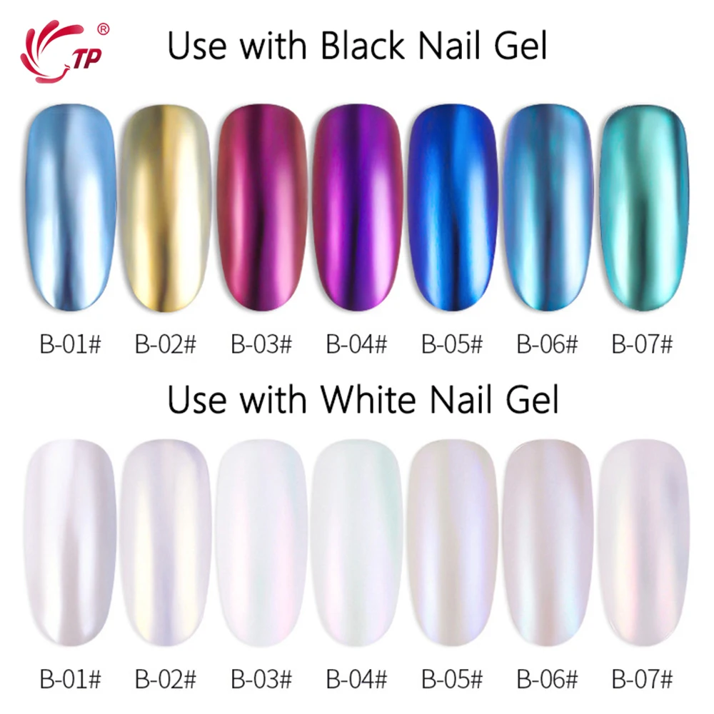 

TP Nail Glitter Polish Pigment Powder Magic Mirror Laser Shell Powder Unicorn Powder Long Lasting Set Shell Shimmer Art Dust