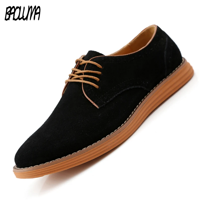 

BAOLUMA Fashion Men Casual Shoes New Spring Men Flats Lace Up Male Suede Oxfords Men Leather Shoes Zapatillas Hombre Size 38-47