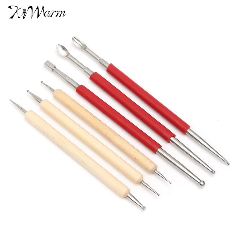 

KiWarm 6Pcs/set Leathercraft Tool Modelling Spoon Carving Stylus Tool Set Hand Made Leather Craft Tools DIY Artwork Supplies