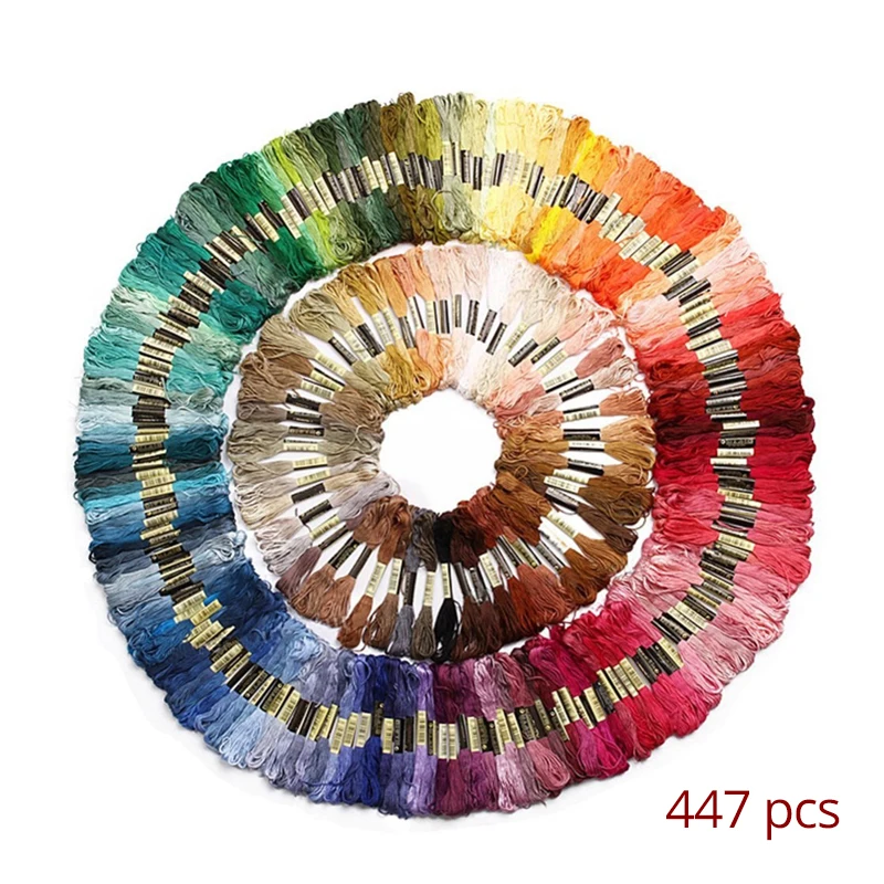 

447pcs Embroidery Floss Skeins DIY Cross Stitch Threads Full Range Of Colors Needle Arts Craft Bracelets Floss Sewing Tools