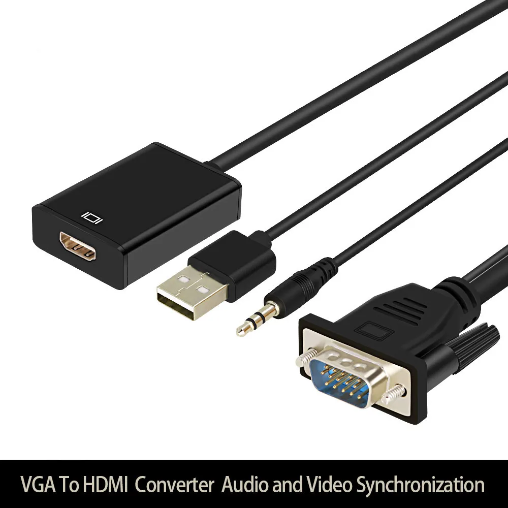 VGA2HDMI адаптер 1080P HD VGA в HDMI кабель конвертер 3,5 мм аудио AV конвертер HD ТВ Видео кабель для ТВ коробка ПК проектор