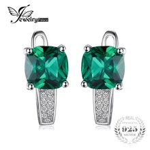 JewelryPalace Cushion 3.1 ct Created Emerald Clip On Earrings For Girl 925 Sterling Silver Earrings Fine Jewelry Best Accessories