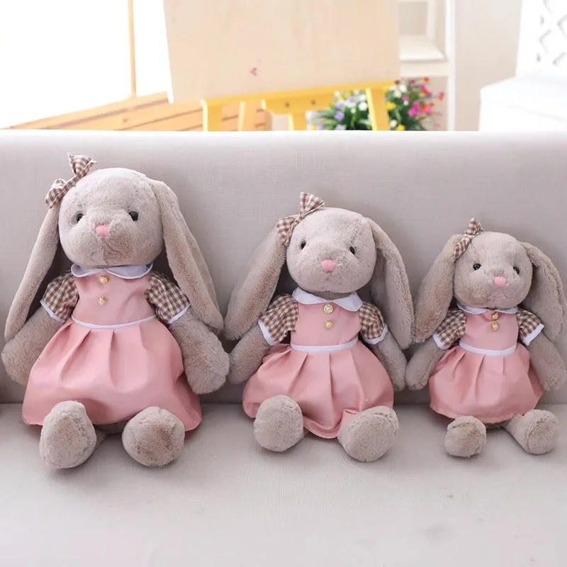 Милый серый кролик, плюшевая игрушка, кролик с юбкой, кукла, мягкая, мультфильм, животные, кукла, высокое качество, дети, девочки, подарок на день рождения