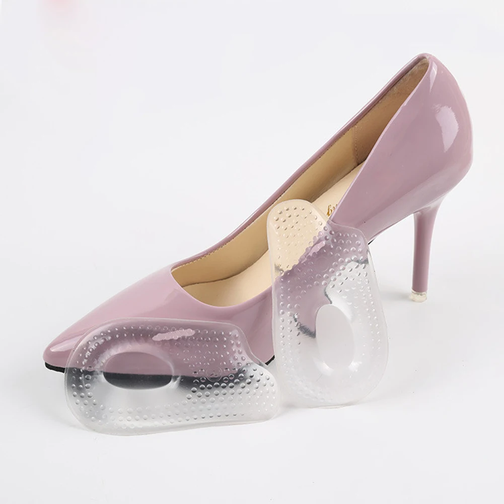 

New Transparent Self-adhesive Concave Particle Damping Massage Heel Half Insoles Clear Anit-slip Cushions High Heels Gel Insoles