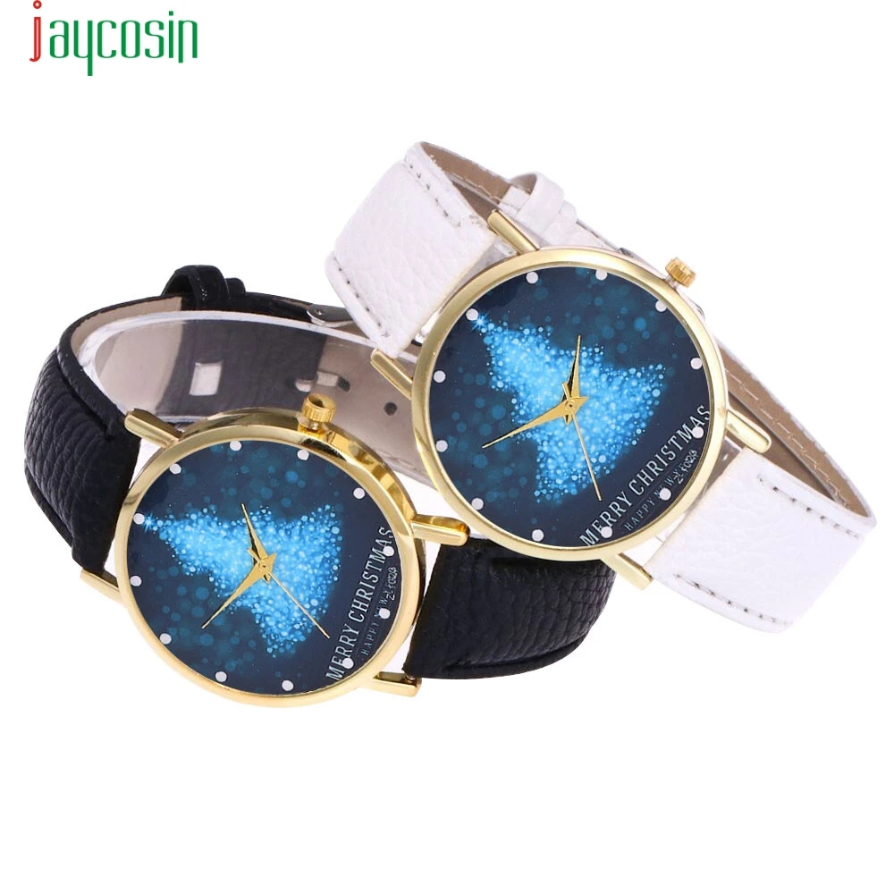 

JAYCOSIN Christmas tree Leather Fashion Stainless Steel flash Analog Wrist Watches Ladies Clock Gift 2018 SE0805